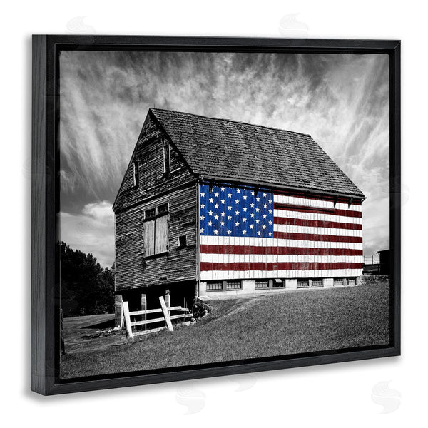 Stupell Industries James McLoughlin | Black & White Barn With American Flag Wall Art
