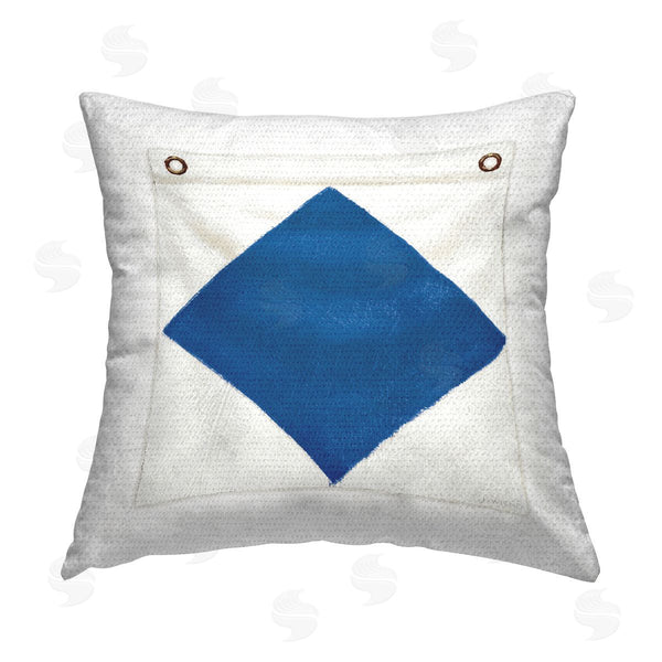 Stupell Industries James Wiens | Blue & White Nautical Flag Printed Throw Pillow
