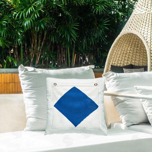 Stupell Industries James Wiens | Blue & White Nautical Flag Printed Throw Pillow