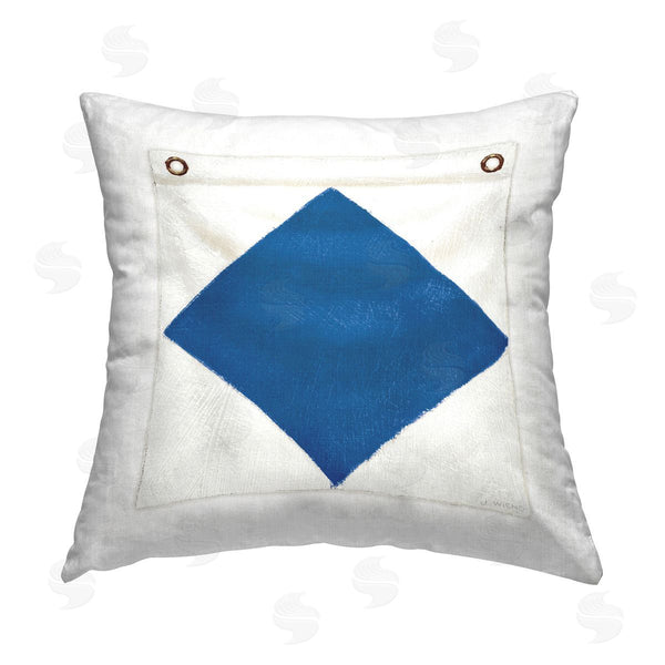 stupell industries James Wiens | Blue & White Nautical Flag Printed Throw Pillow