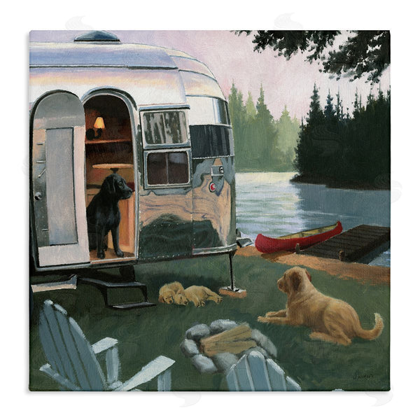 stupell industries James Wiens | Camping Dogs at Lake Wall Art