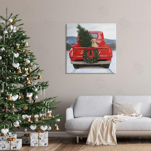 Stupell Industries James Wiens | Christmas Tree & Dog Red Truck Driving Snowy Scene Wall Art
