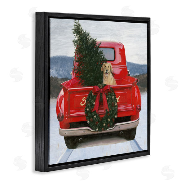 Stupell Industries James Wiens | Christmas Tree & Dog Red Truck Driving Snowy Scene Wall Art
