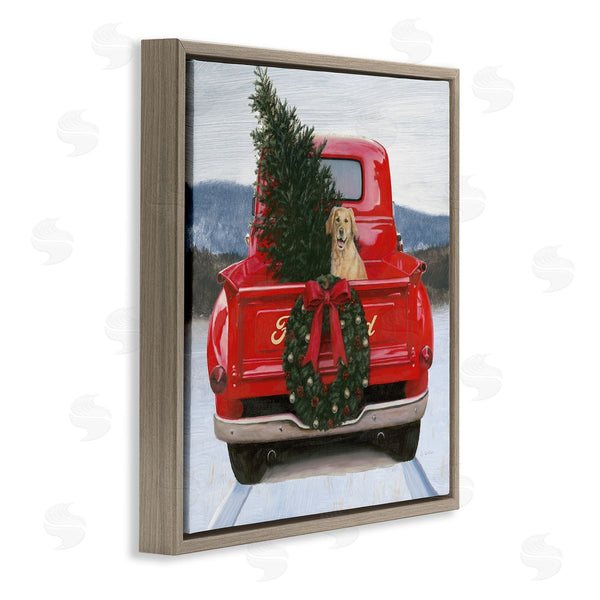 Stupell Industries James Wiens | Christmas Tree & Dog Red Truck Driving Snowy Scene Wall Art