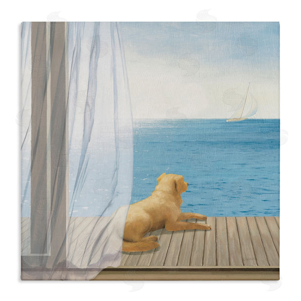 stupell industries James Wiens | Dog in Coastal Window Wall Art