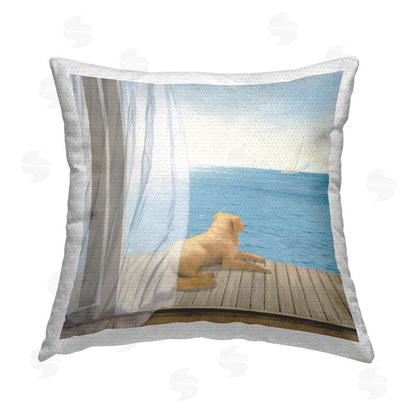 Stupell Industries James Wiens | Dog With Ocean View Printed Throw Pillow