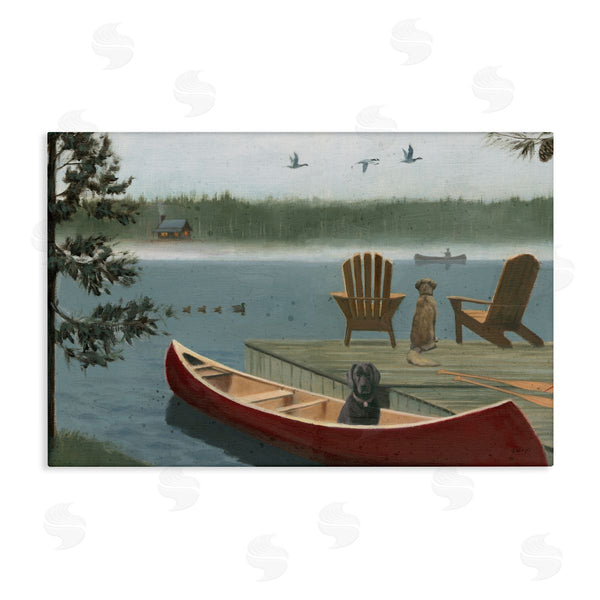 stupell industries James Wiens | Dogs on Lake Dock Wall Art