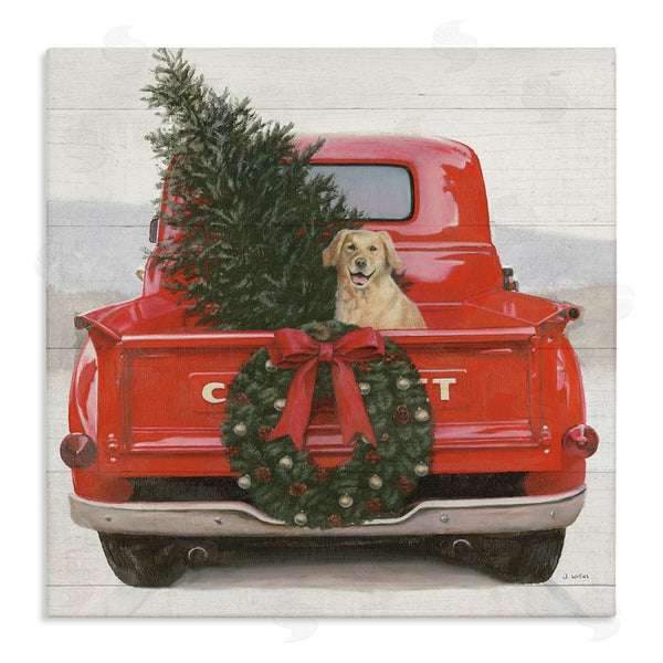 stupell industries James Wiens | Festive Dog in Truck Wall Art