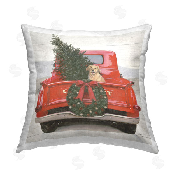 stupell industries James Wiens | Holiday Dog in Truck Printed Throw Pillow