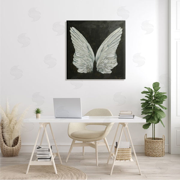 Stupell Industries James Wiens | Off-White Angel Wings White Feathers Over Black Wall Art