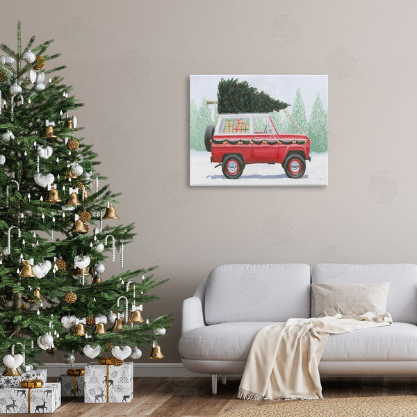 Stupell Industries James Wiens | Red Utility Truck Winter Christmas Tree Snowy Forest Wall Art