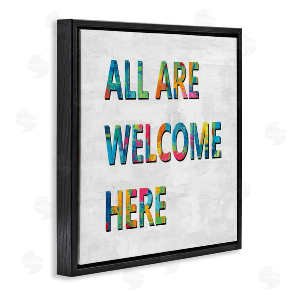 Stupell Industries Jamie MacDowell | All Are Welcome Here Phrase Fun Bold Typography Wall Art