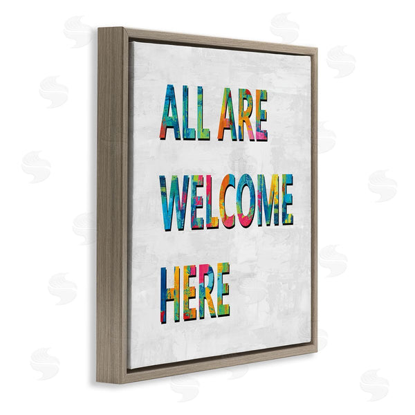 Stupell Industries Jamie MacDowell | All Are Welcome Here Phrase Fun Bold Typography Wall Art