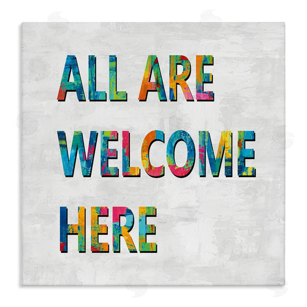 stupell industries Jamie MacDowell | All Are Welcome Here Phrase Fun Bold Typography Wall Art