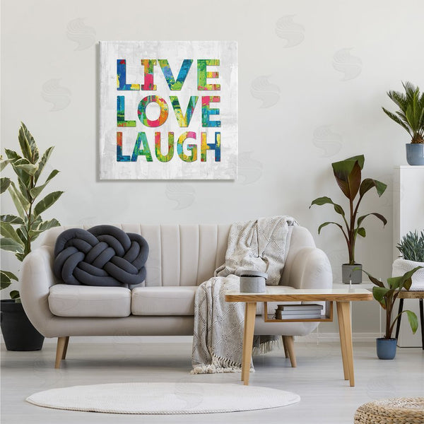 Stupell Industries Jamie MacDowell | Live Love Laugh Sentiment Bold Abstract Paint Typography Wall Art