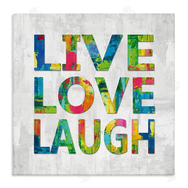 stupell industries Jamie MacDowell | Live Love Laugh Sentiment Bold Abstract Paint Typography Wall Art