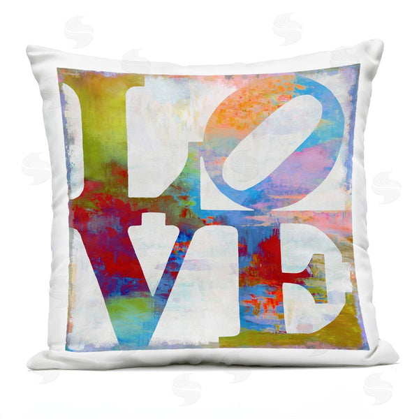 Stupell Industries Jamie MacDowell | Rainbow Love Distressed Letters Printed Throw Pillow