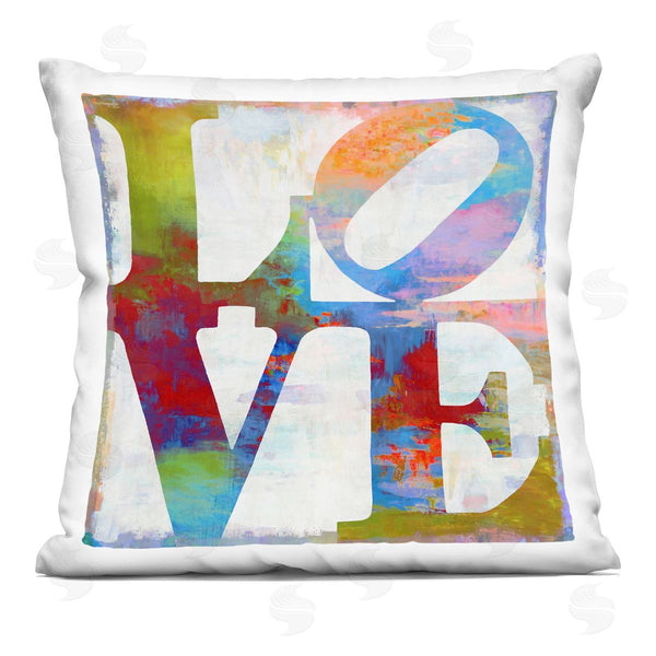 stupell industries Jamie MacDowell | Rainbow Love Distressed Letters Printed Throw Pillow