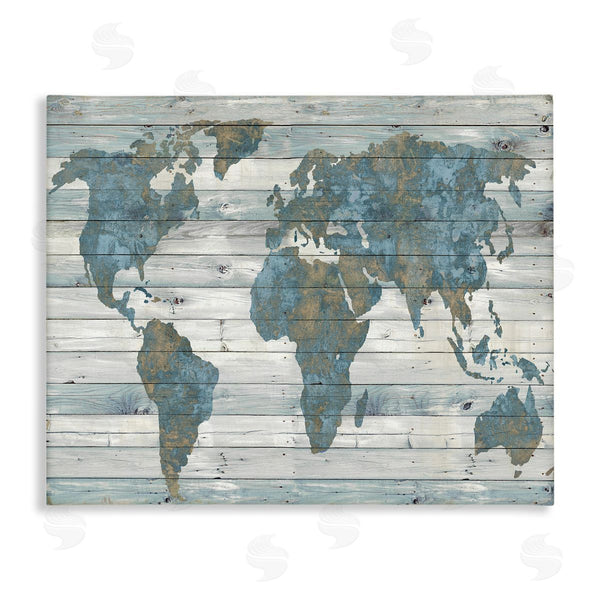 stupell industries Jamie MacDowell | Slate Blue & Tan World Map