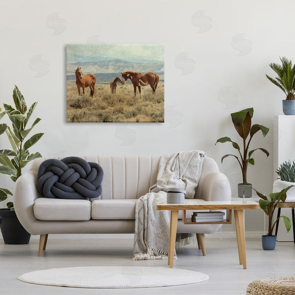 Stupell Industries Jan Walters | Heartening Horse Foal Family Scenic Mountain Clouds Wall Art