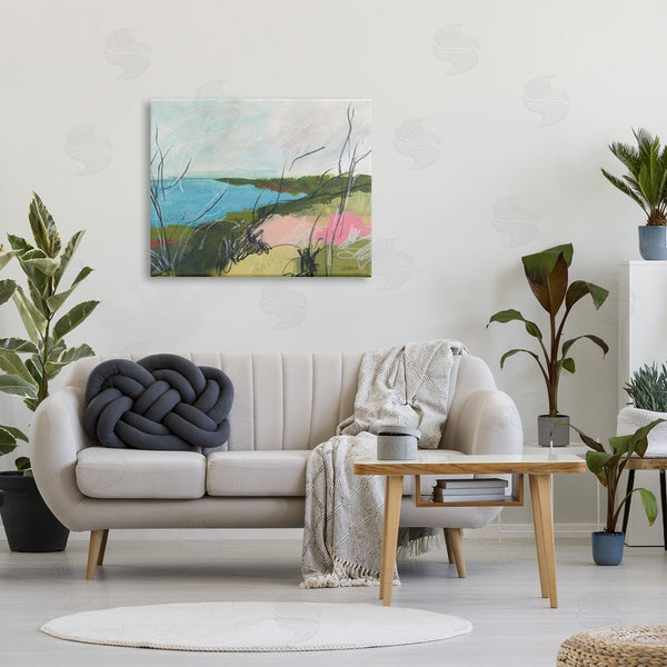 Stupell Industries Jan Weiss | Blue Ocean Coast Landscape Scratch Line Abstraction Wall Art