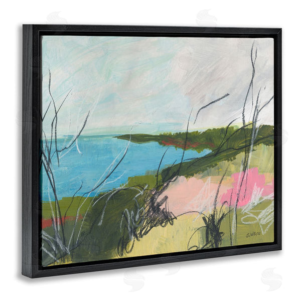 Stupell Industries Jan Weiss | Blue Ocean Coast Landscape Scratch Line Abstraction Wall Art