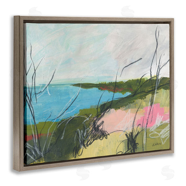Stupell Industries Jan Weiss | Blue Ocean Coast Landscape Scratch Line Abstraction Wall Art