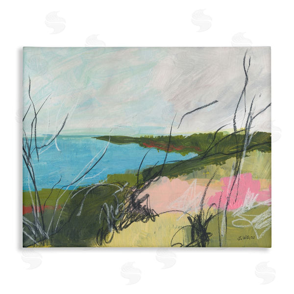 stupell industries Jan Weiss | Blue Ocean Coast Landscape Scratch Line Abstraction Wall Art