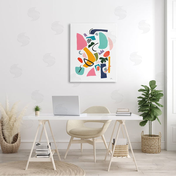 Stupell Industries Jan Weiss | Bold Expressive Shapes Abstract Painting Funky Geometry Wall Art