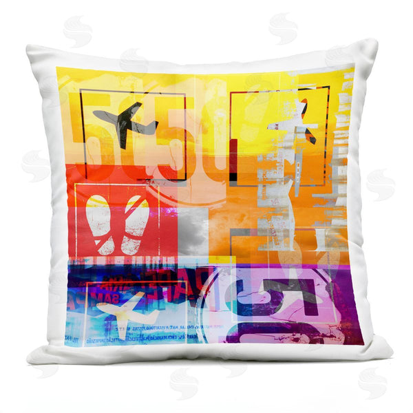 Stupell Industries Jan Weiss | Bold Modern Airplane Collage Printed Throw Pillow
