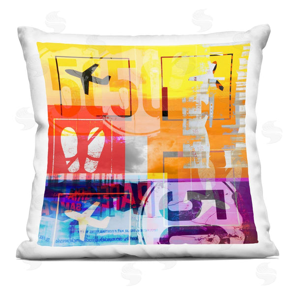 stupell industries Jan Weiss | Bold Modern Airplane Collage Printed Throw Pillow