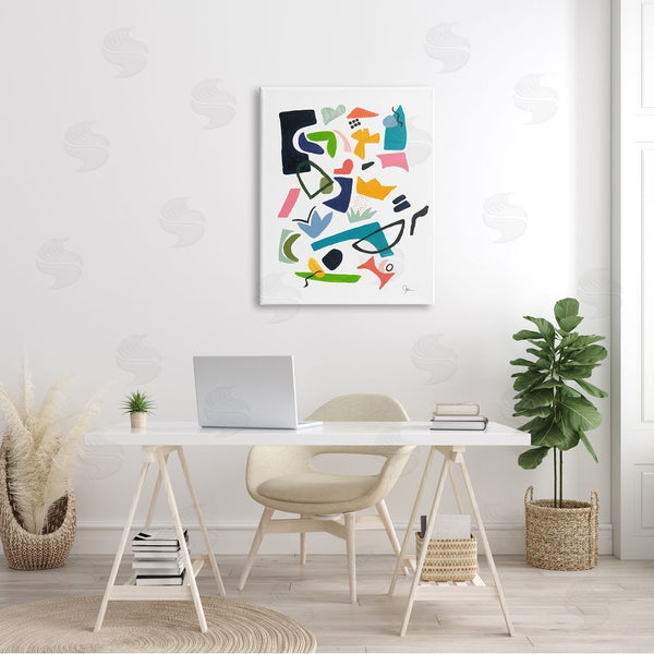 Stupell Industries Jan Weiss | Bold Tone Shape Abstract Painting Unique Funky Geometry Wall Art