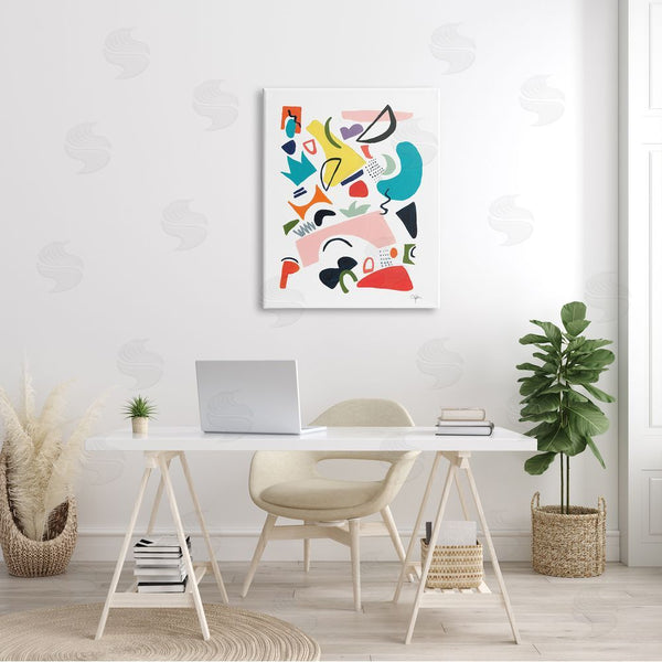 Stupell Industries Jan Weiss | Funky Shapes Abstract Painting Bold Lively Geometry Wall Art