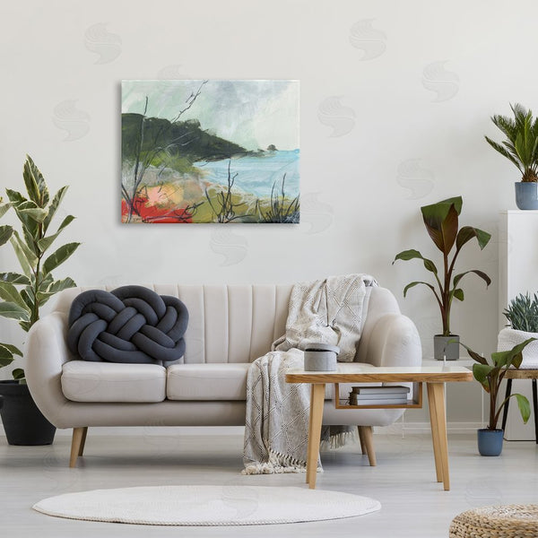 Stupell Industries Jan Weiss | Nautical Cove And Grassy Cliff Scratch Line Abstraction Wall Art