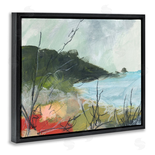 Stupell Industries Jan Weiss | Nautical Cove And Grassy Cliff Scratch Line Abstraction Wall Art