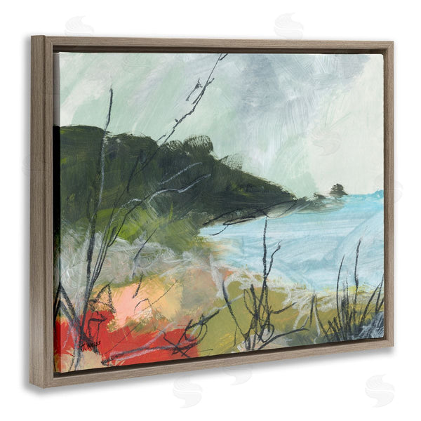 Stupell Industries Jan Weiss | Nautical Cove And Grassy Cliff Scratch Line Abstraction Wall Art