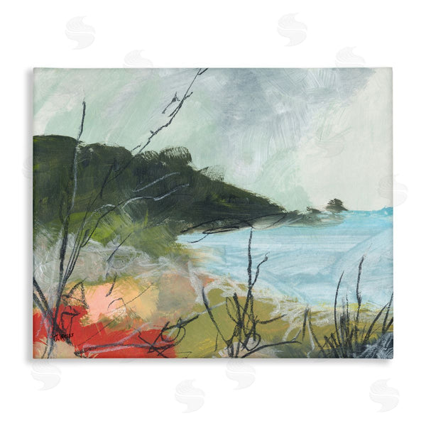 stupell industries Jan Weiss | Nautical Cove and Grassy Cliff Scratch Line Abstraction Wall Art