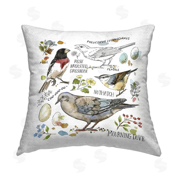 Stupell Industries Jane Maday | Bird Watching Diagram Printed Throw Pillow