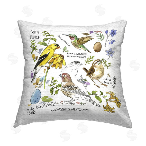 Stupell Industries Jane Maday | Local Birds Chart Printed Throw Pillow
