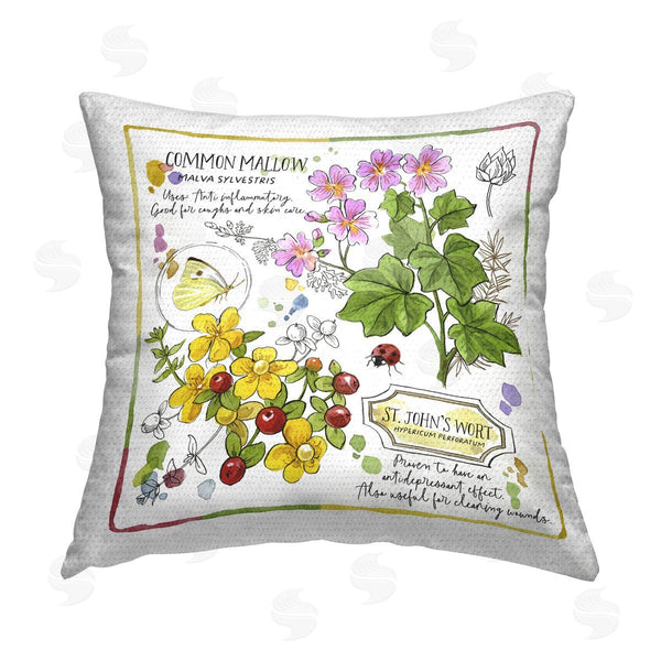 Stupell Industries Jane Maday | Wild Herbs Benefits Printed Throw Pillow