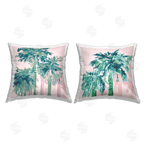 stupell industries Jane Slivka | Abstract Palm Trees on Pink Printed Throw Pillow Set