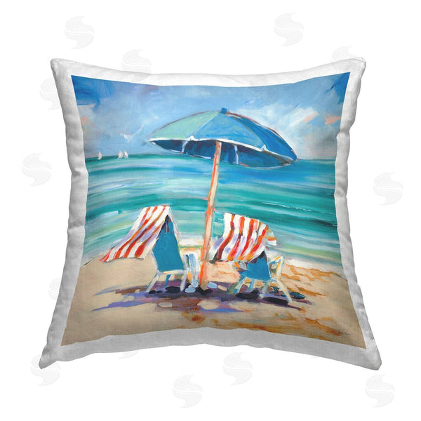 stupell industries Jane Slivka | Caribbean Delight Beach Scenery Printed Throw Pillow