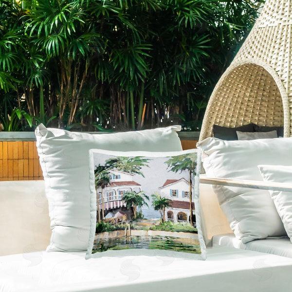 Stupell Industries Jane Slivka | Coastal Bay Cottages Printed Throw Pillow