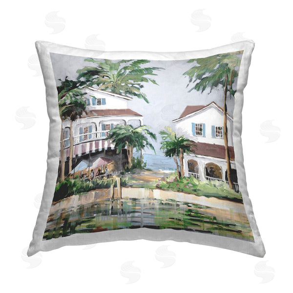 stupell industries Jane Slivka | Coastal Bay Cottages Printed Throw Pillow