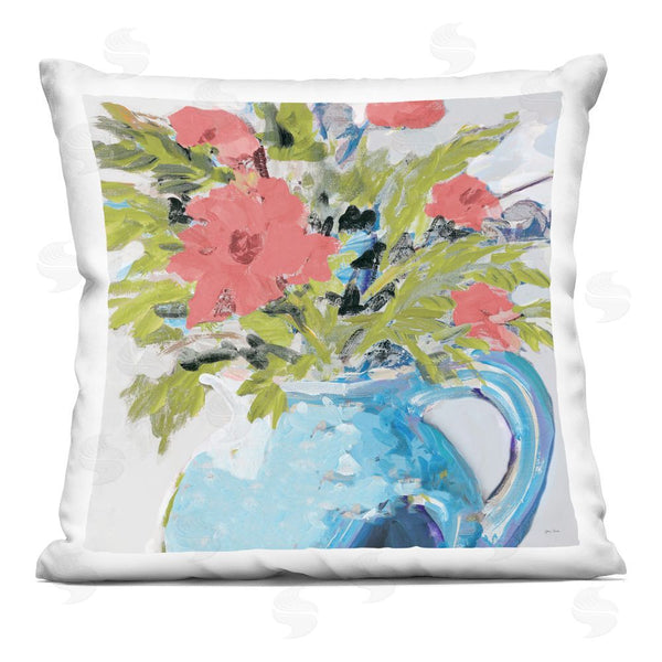 stupell industries Jane Slivka | Pink Daisies in Blue Vase Throw Pillow