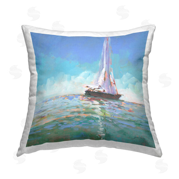 stupell industries Jane Slivka | Quiet Sailing Ocean Scenery Printed Throw Pillow