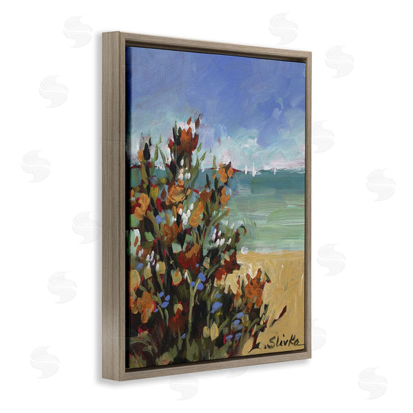 Stupell Industries JANE SLIVKA | Sailboats In Distance With Florals