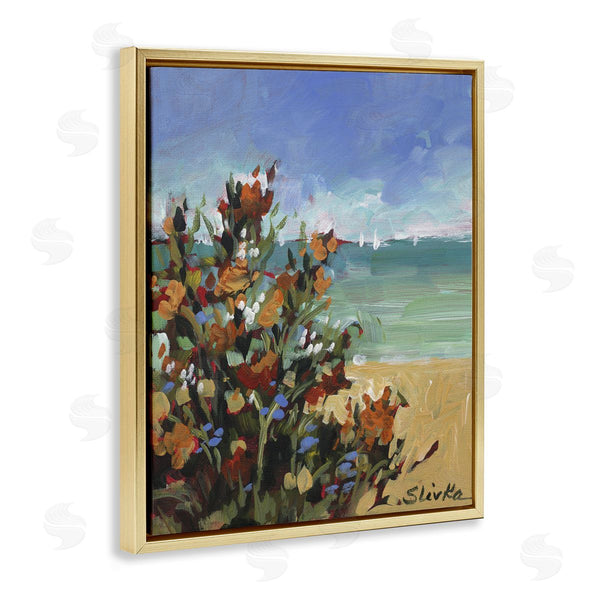 Stupell Industries JANE SLIVKA | Sailboats In Distance With Florals