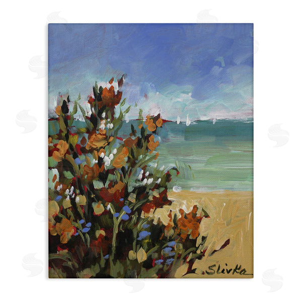 stupell industries JANE SLIVKA | Sailboats In Distance with Florals