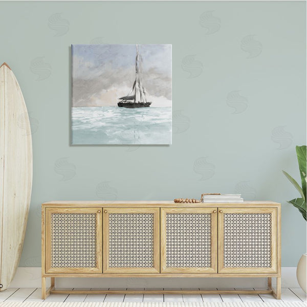 Stupell Industries Jane Slivka | Sailing Boat Navigating Gloomy Skies Icy Seas Outdoors Wall Art